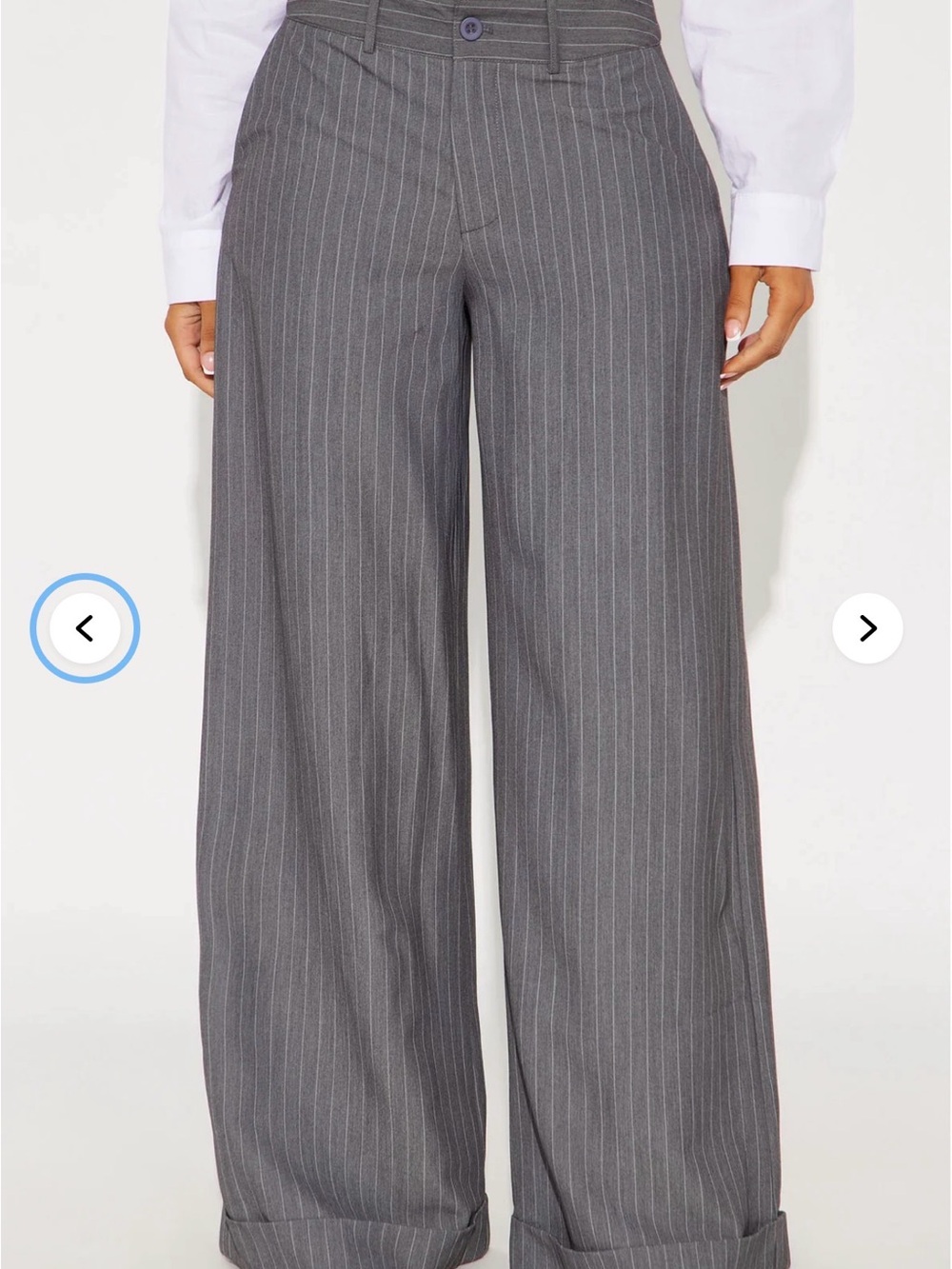 Fashion Nova Gray Pinstripe Wide-Leg Dress Pants